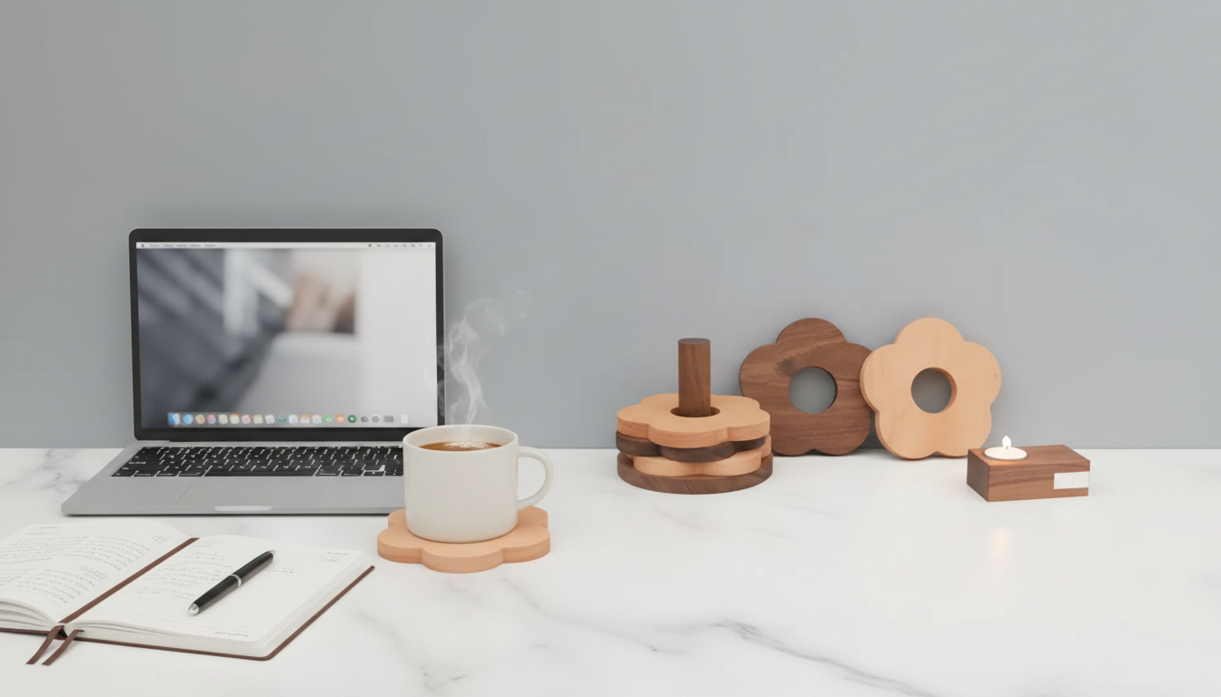 Japanese Solid Wood Coasters: Calm, Modern Table Style
